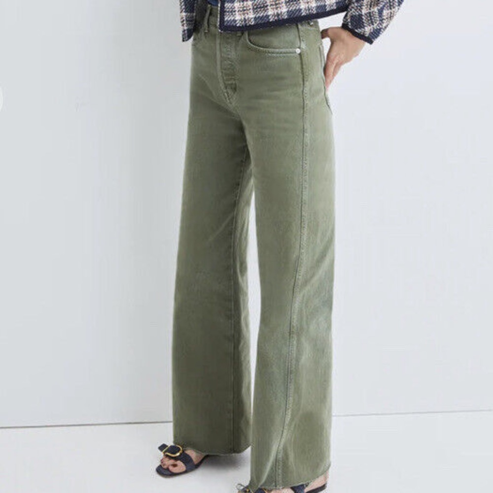 Veronica Beard High Rise Relaxed Clover Green Jeans